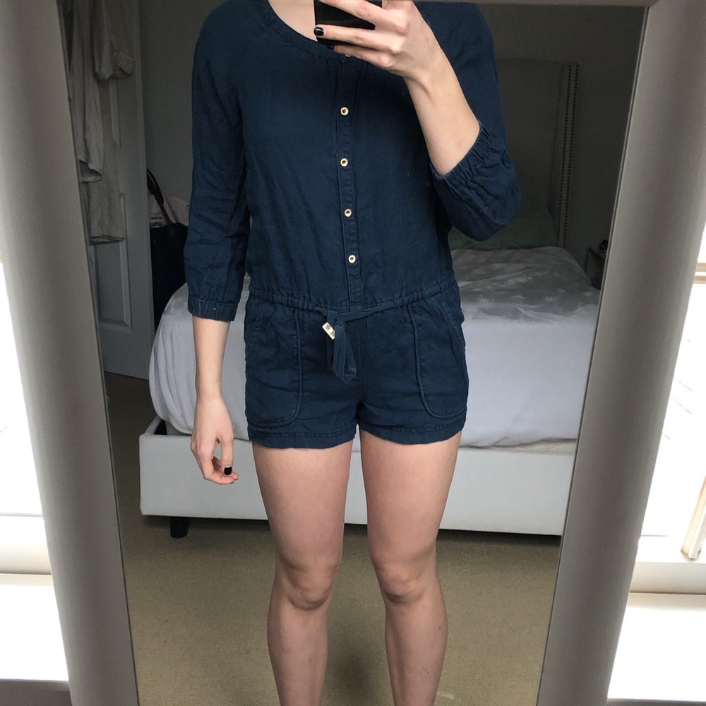 Juicy Couture navy long sleeve romper